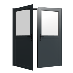 Aluminium openslaande deur met halve panelen
